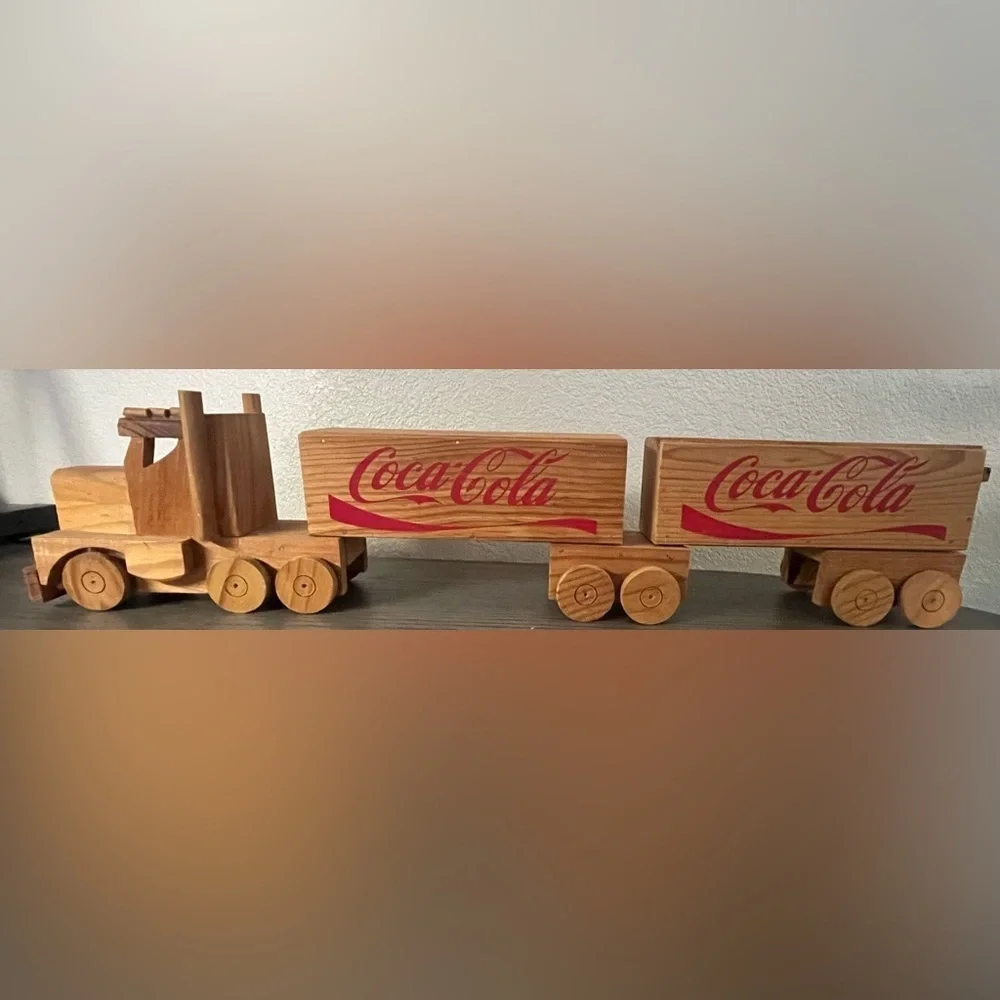 Vintage coca cola wooden truck piggy bank
